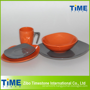 Square Shape Stoneware Colorful Dinner Set